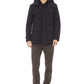 Elegant Blue Four-Pocket Hooded Jacket