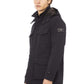Elegant Blue Four-Pocket Hooded Jacket