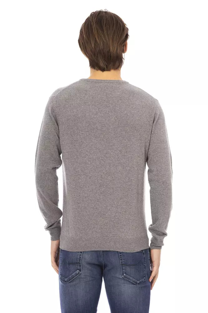 Elegant Gray Monogram Crewneck Sweater