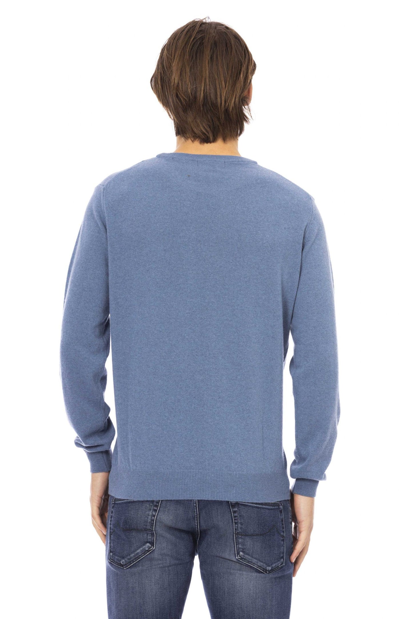 Elegant Light-Blue Crewneck Sweater