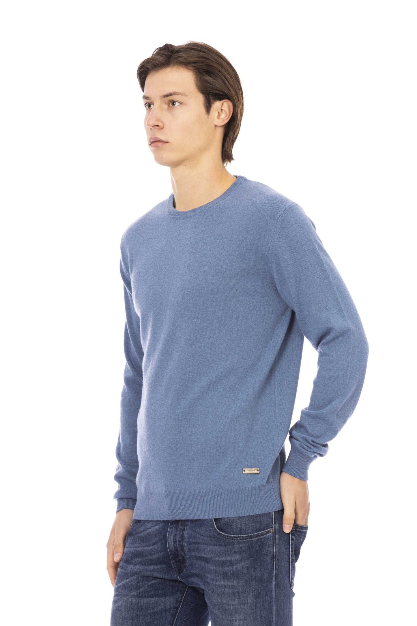 Elegant Light-Blue Crewneck Sweater