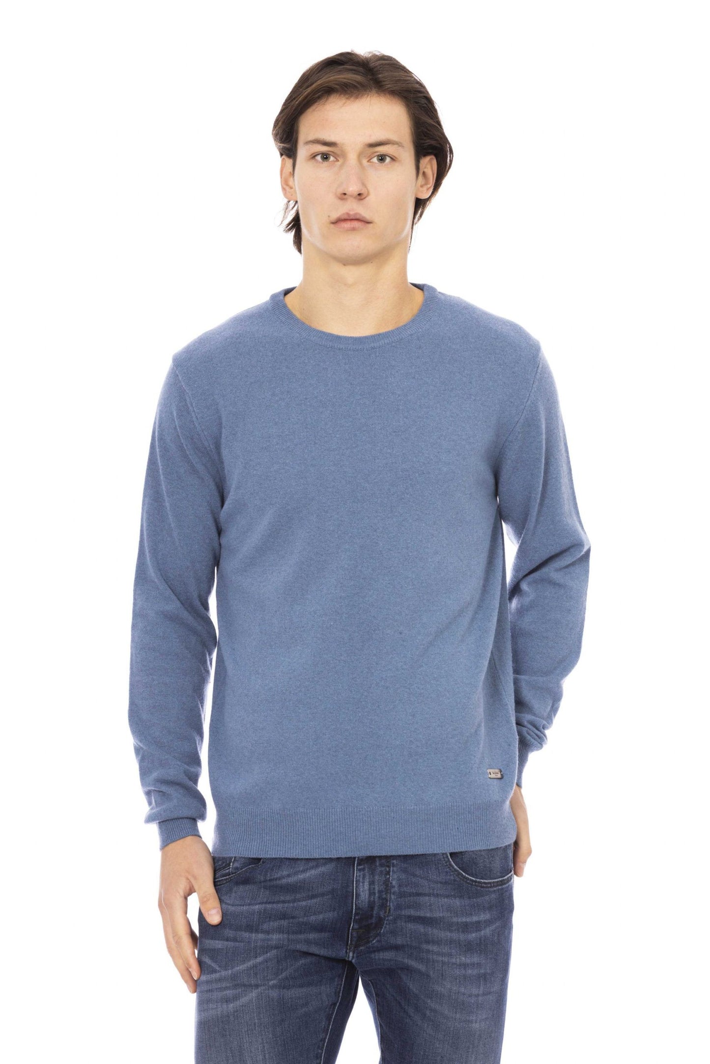 Elegant Light-Blue Crewneck Sweater