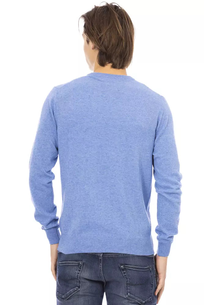 Elegant Light Blue Crewneck Sweater for Men