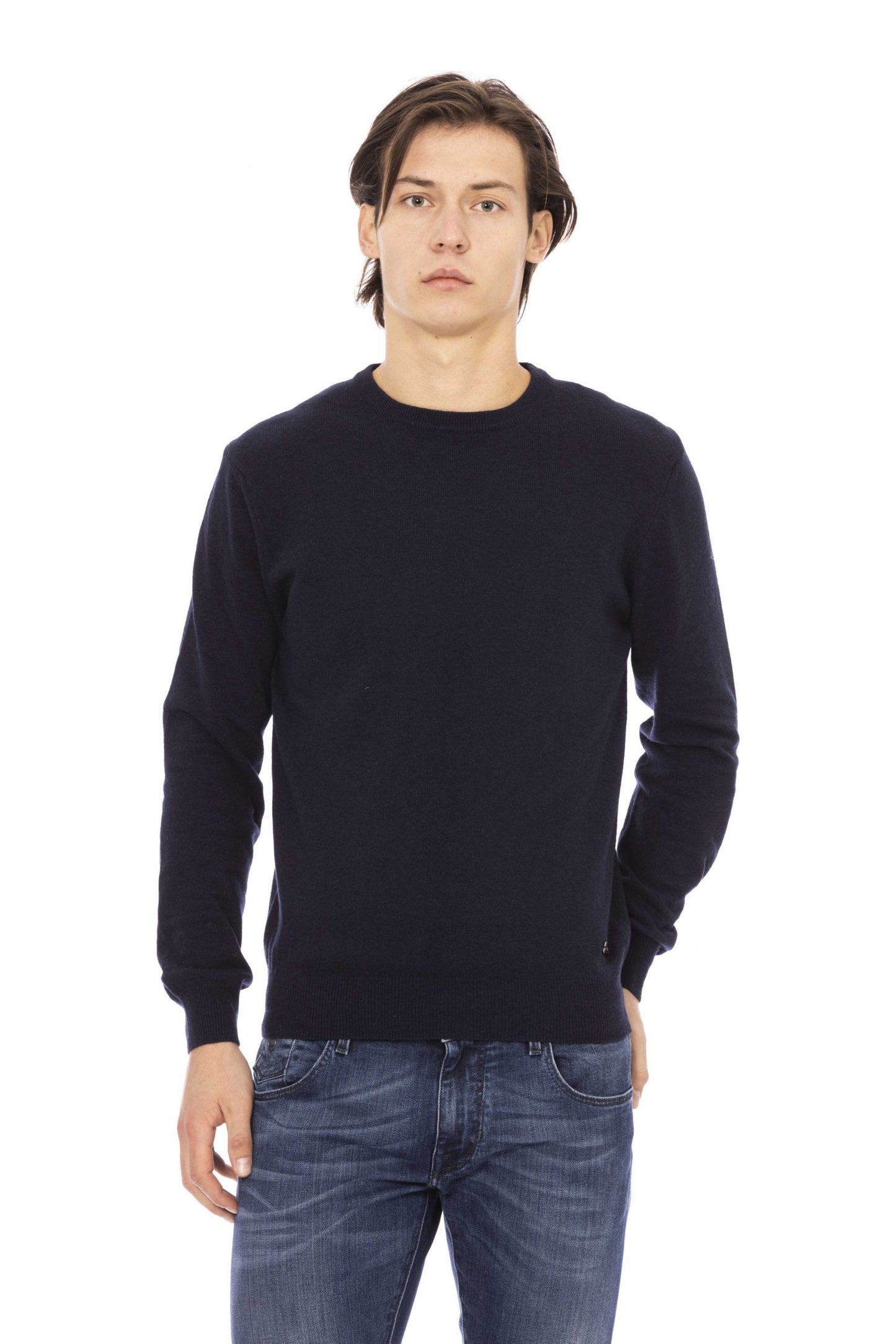 Elegant Blue Crewneck Sweater