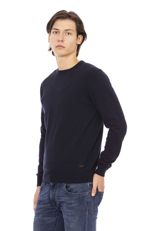 Elegant Blue Crewneck Sweater