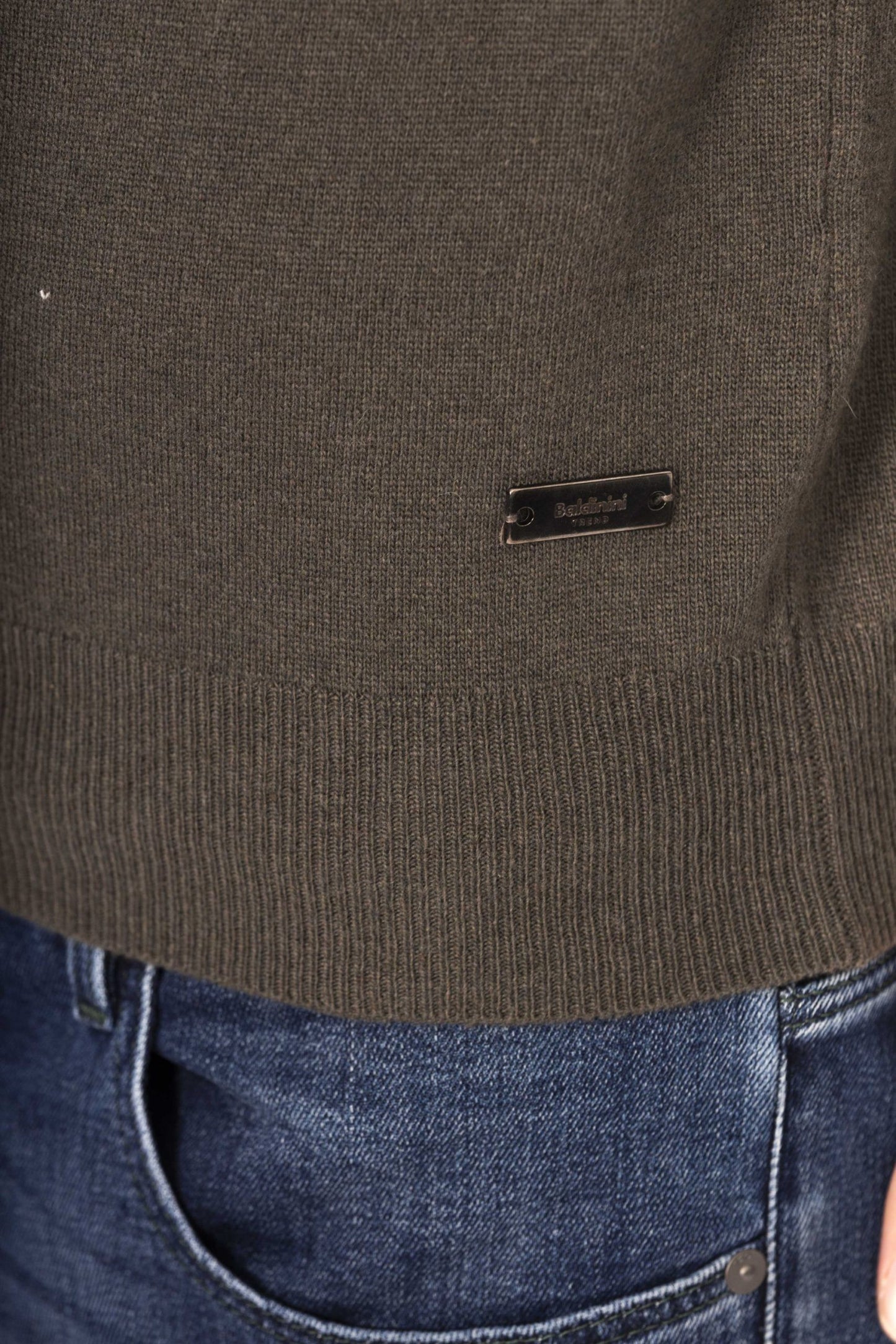 Enigmatic Green Crewneck Luxury Sweater