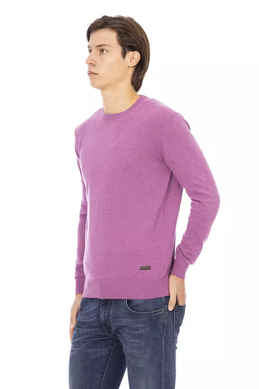 Elegant Purple Wool-Blend Crewneck Sweater