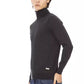 Elegant Gray Crewneck Sweater with Metal Monogram