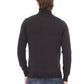 Elegant Gray Crewneck Sweater with Metal Monogram