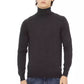 Elegant Gray Crewneck Sweater with Metal Monogram