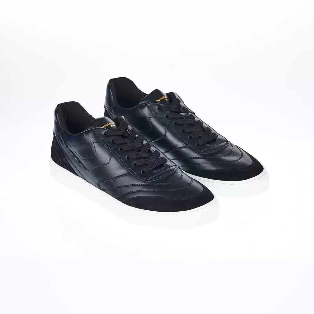 Sleek Black Monocolor Leather Sneakers