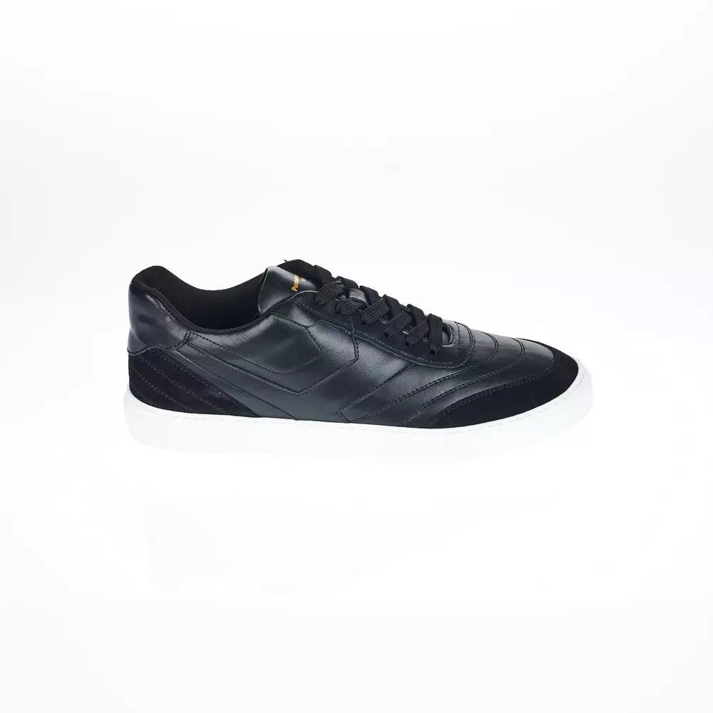 Sleek Black Monocolor Leather Sneakers