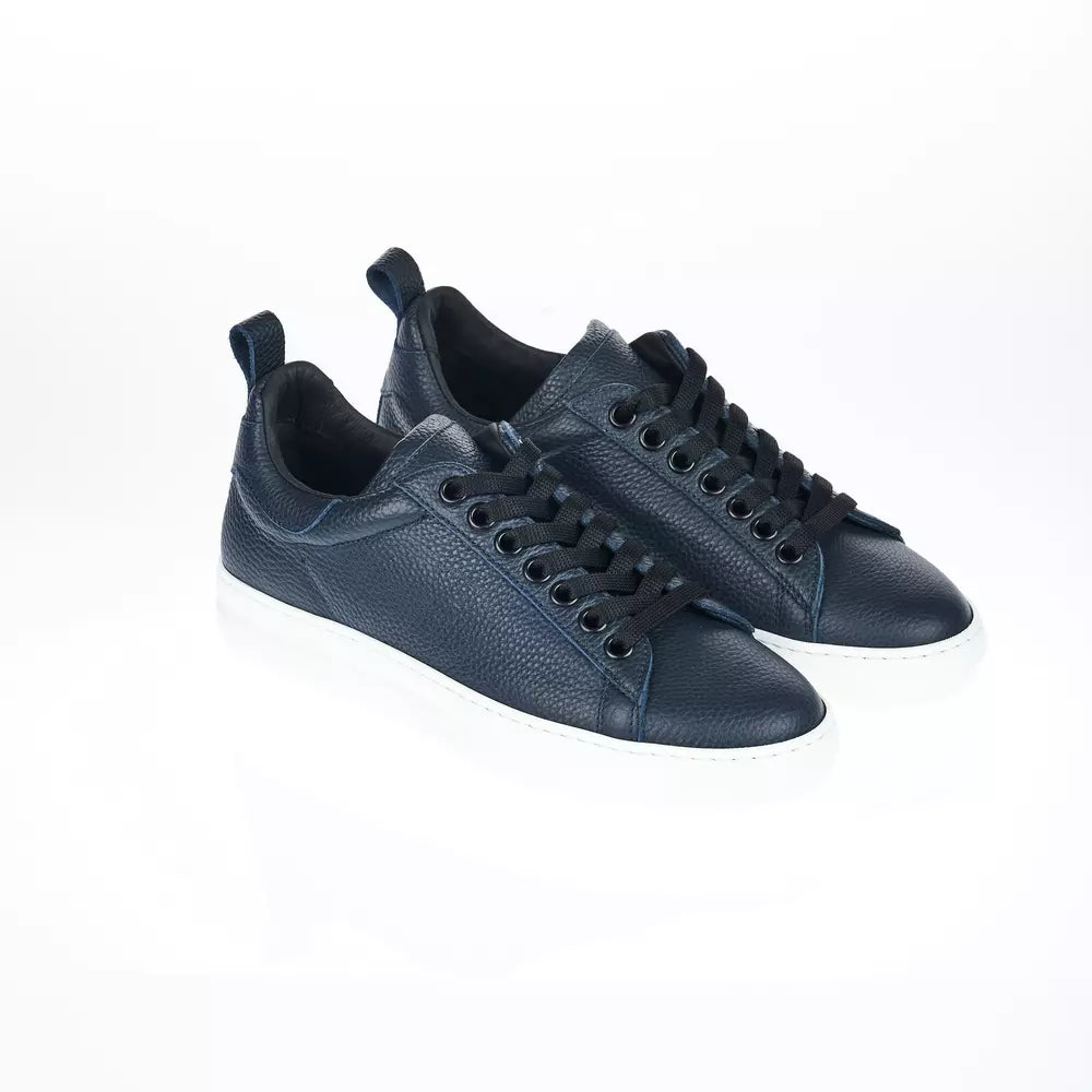 Elegant Monocolor Blue Leather Sneakers