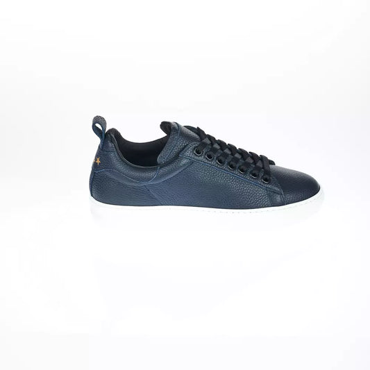 Elegant Monocolor Blue Leather Sneakers