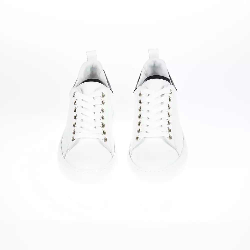 Elegant White Monocolor Leather Sneakers