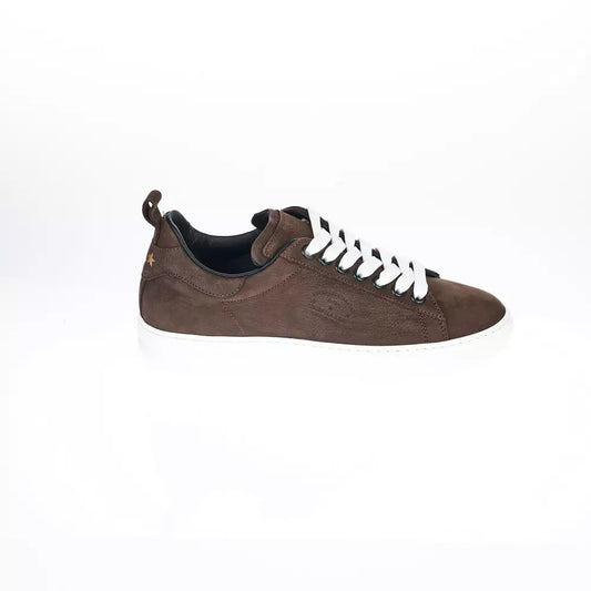 Elegant Brown Leather Sneakers for Men