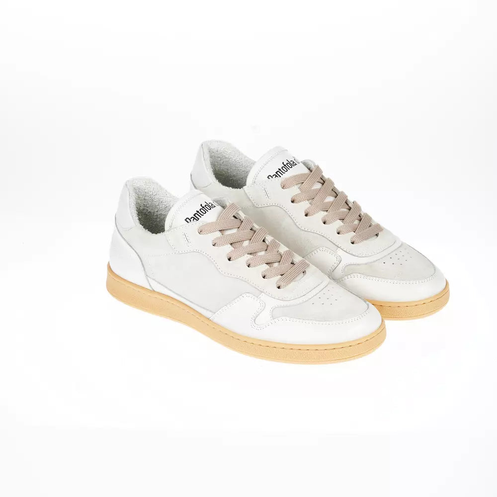 Two-Tone Leather Lace-Up Sneakers