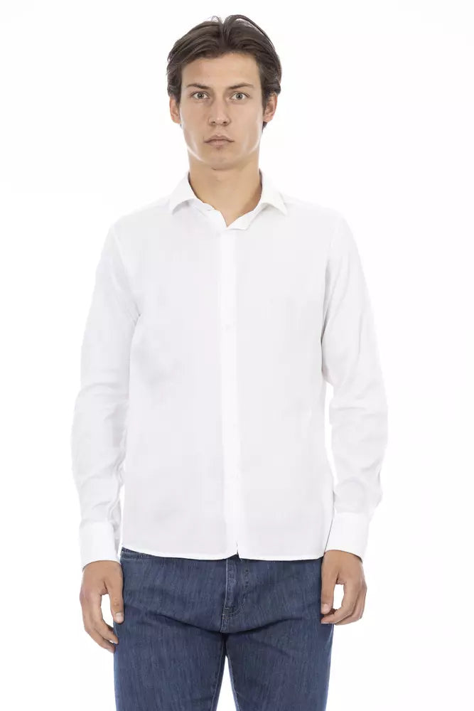 Elegant Slim Fit White Cotton Shirt