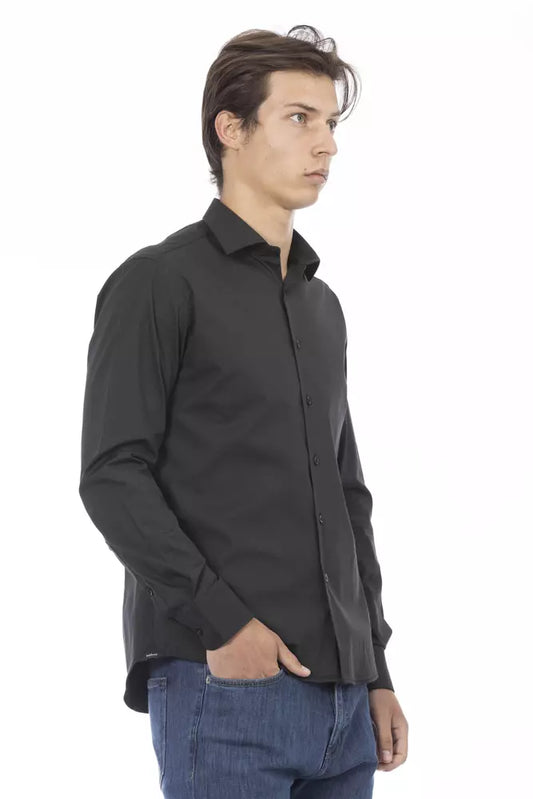 Elite Gray Slim Fit Italian Collar Shirt