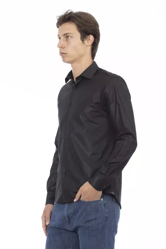 Elegant Black Italian Slim Fit Shirt