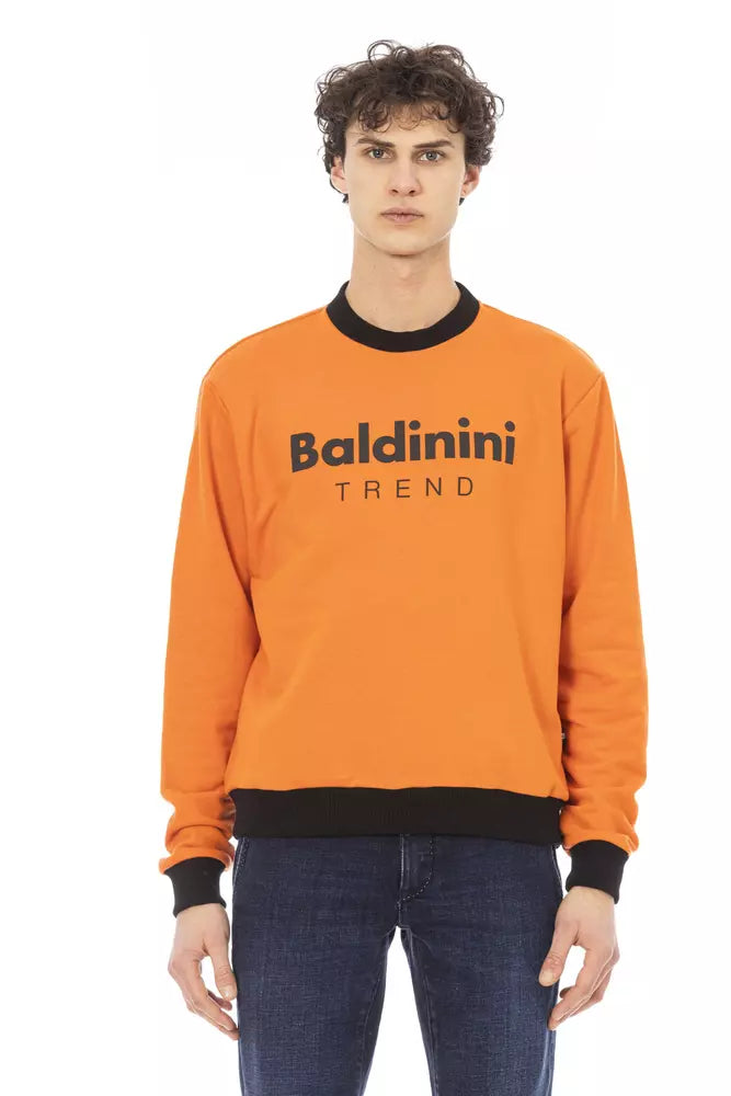 Orange Cotton Fleece Hoodie with Front Logo