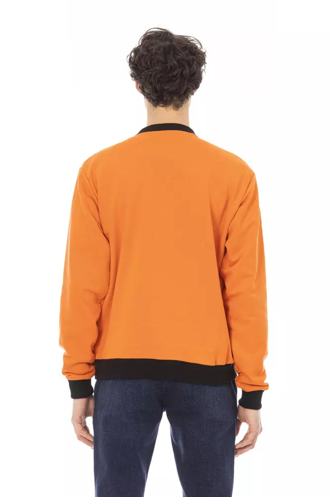 Orange Cotton Fleece Hoodie with Front Logo