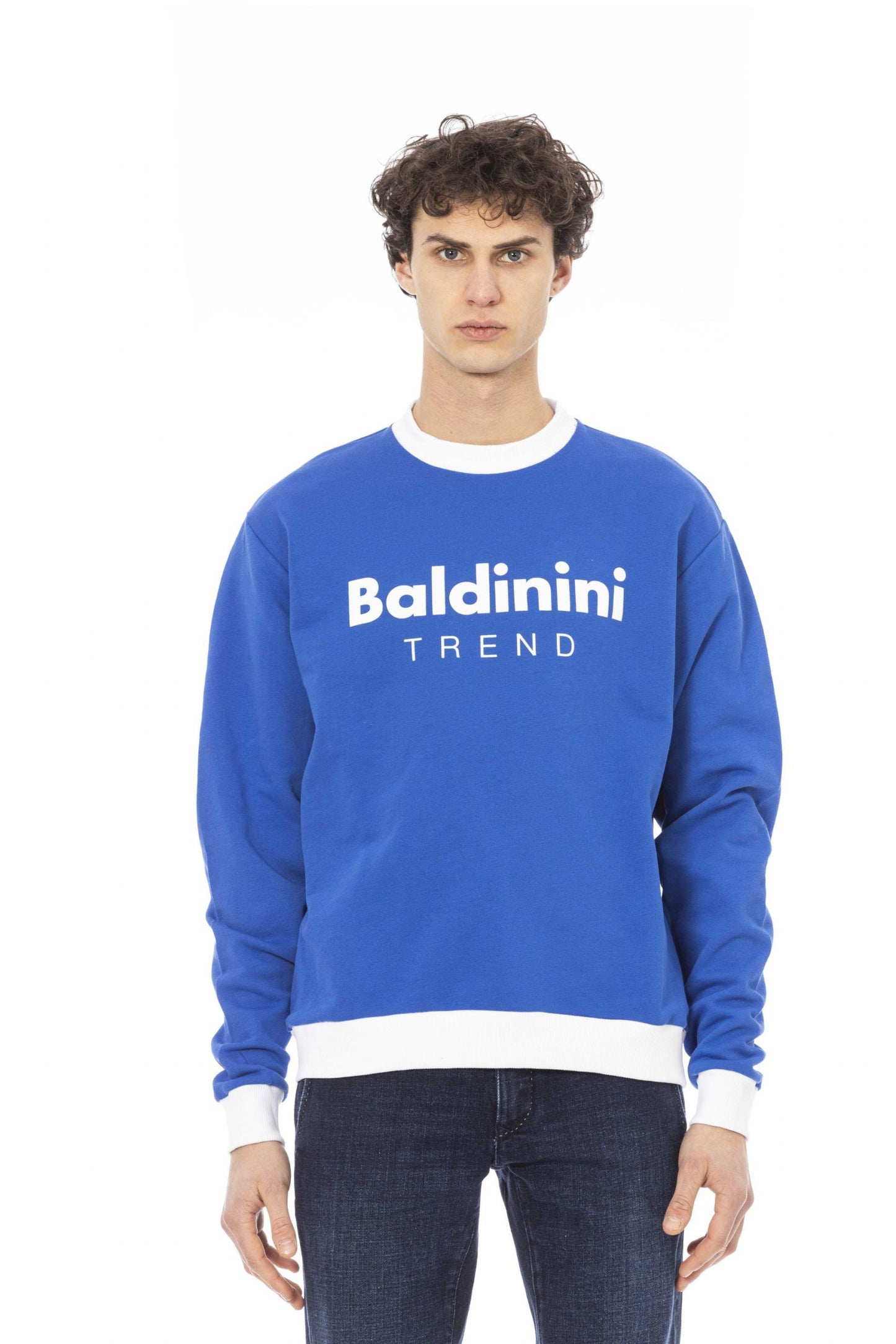 Elegant Blue Cotton Sweatshirt with Front Logo