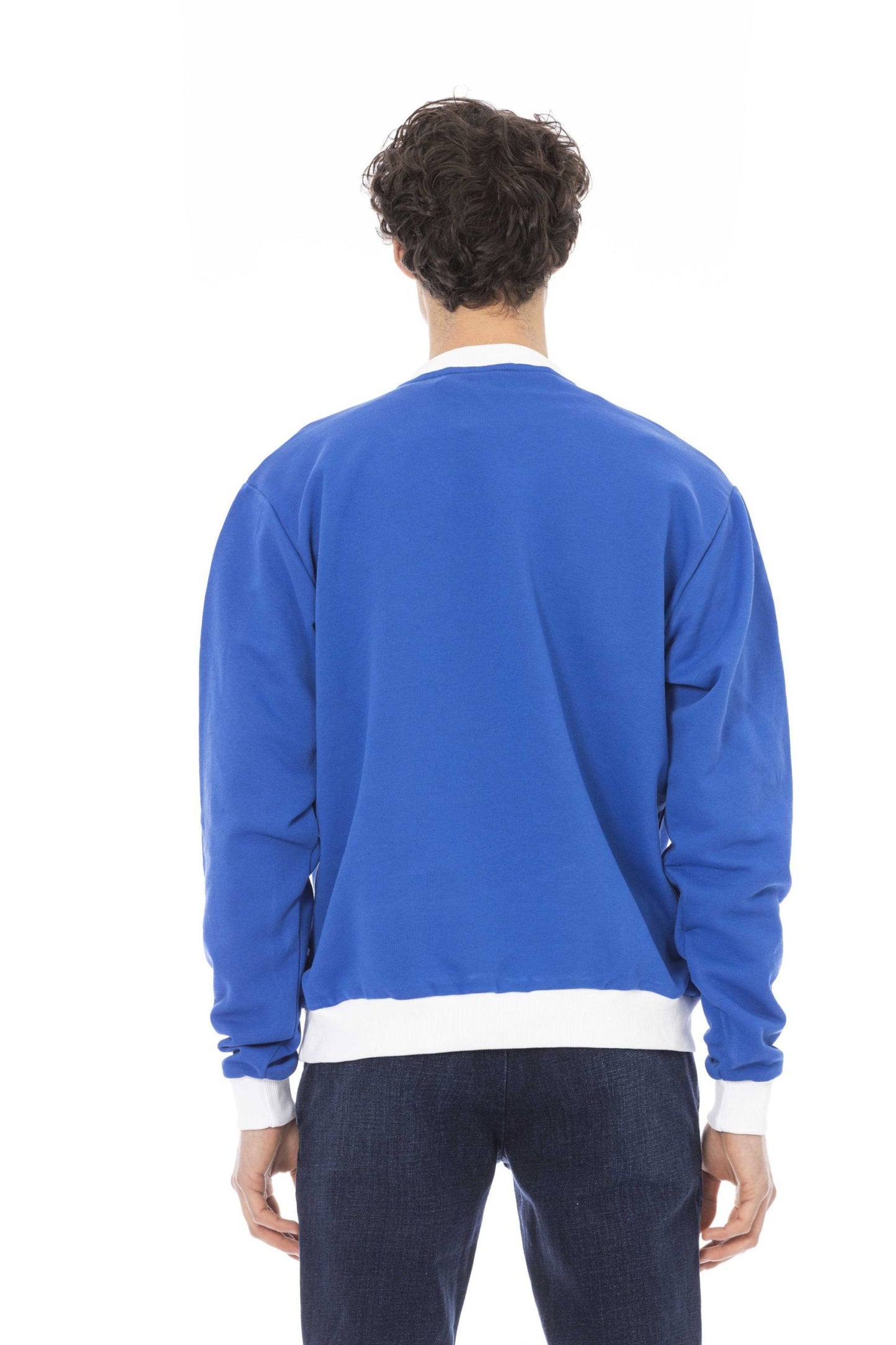 Elegant Blue Cotton Sweatshirt with Front Logo