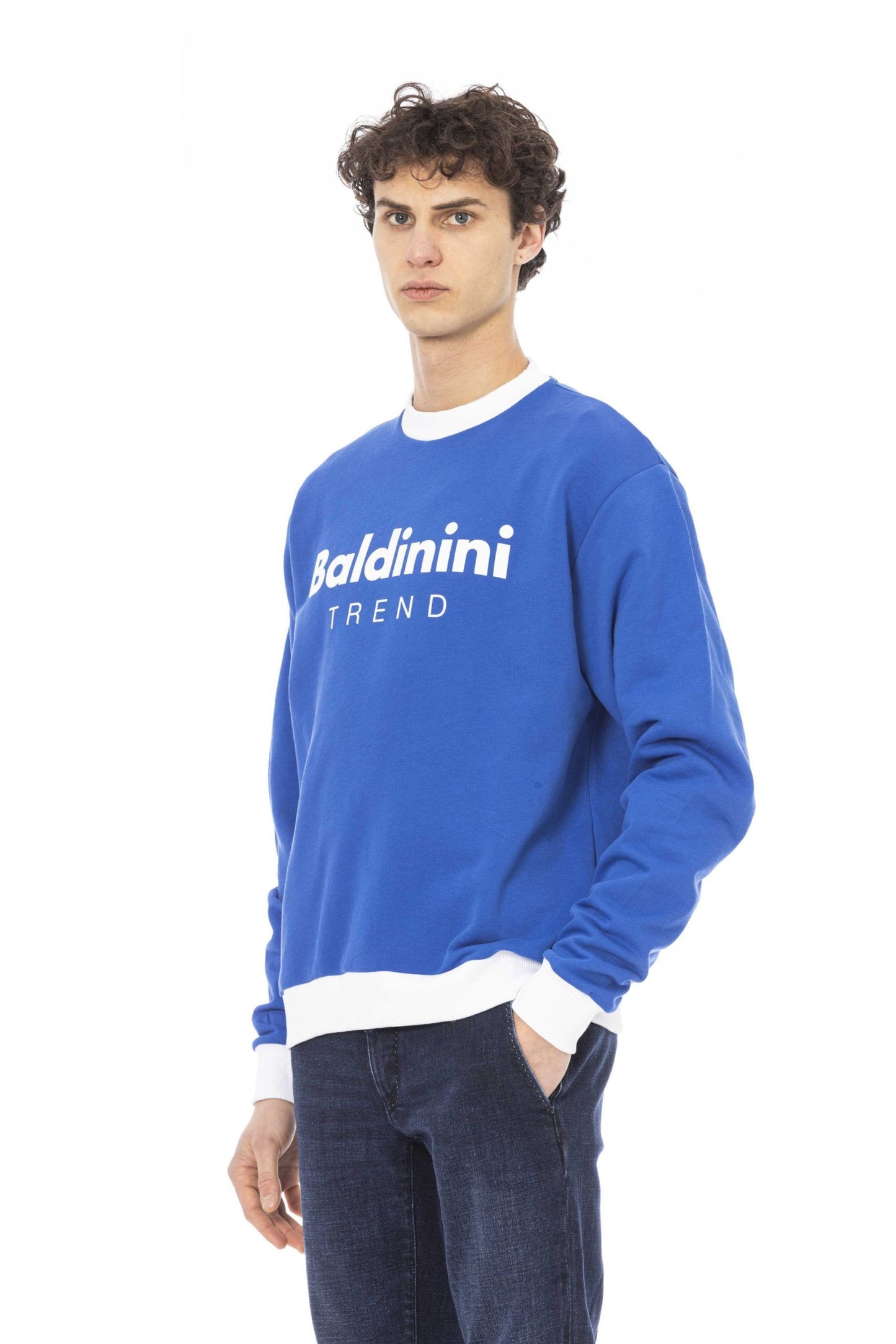 Elegant Blue Cotton Sweatshirt with Front Logo