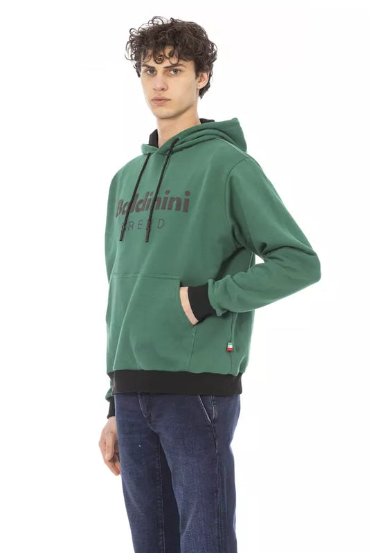 Elegant Green Fleece Hoodie with Front Logo