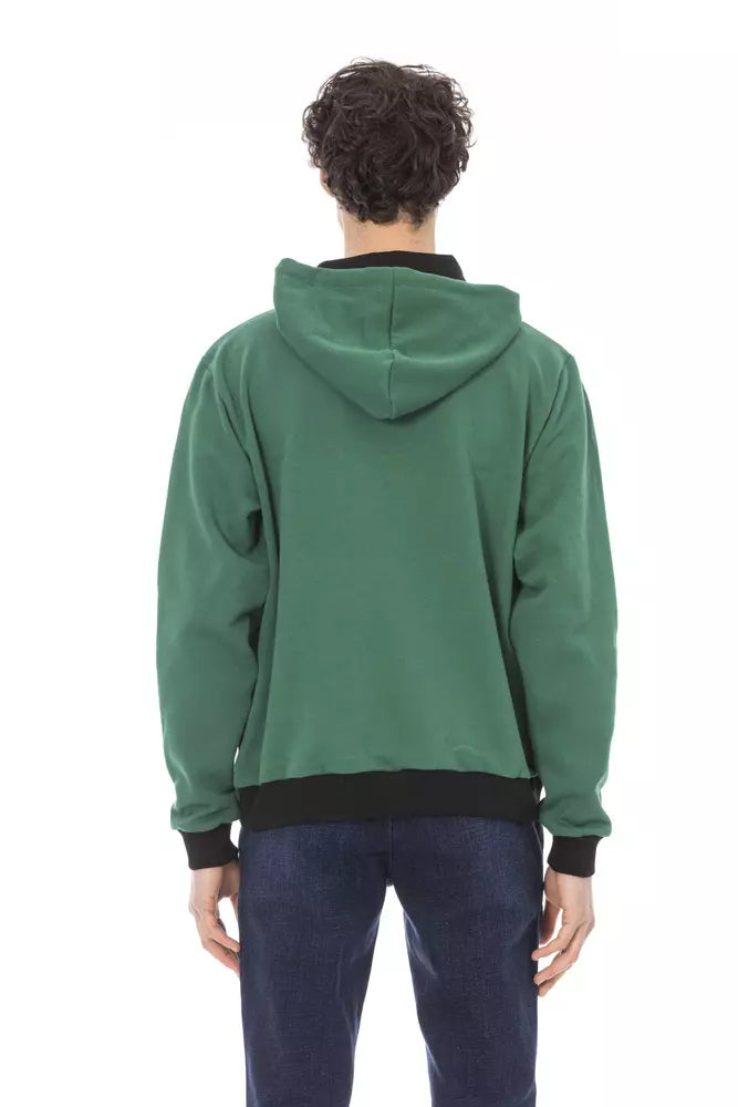 Elegant Green Fleece Hoodie with Front Logo