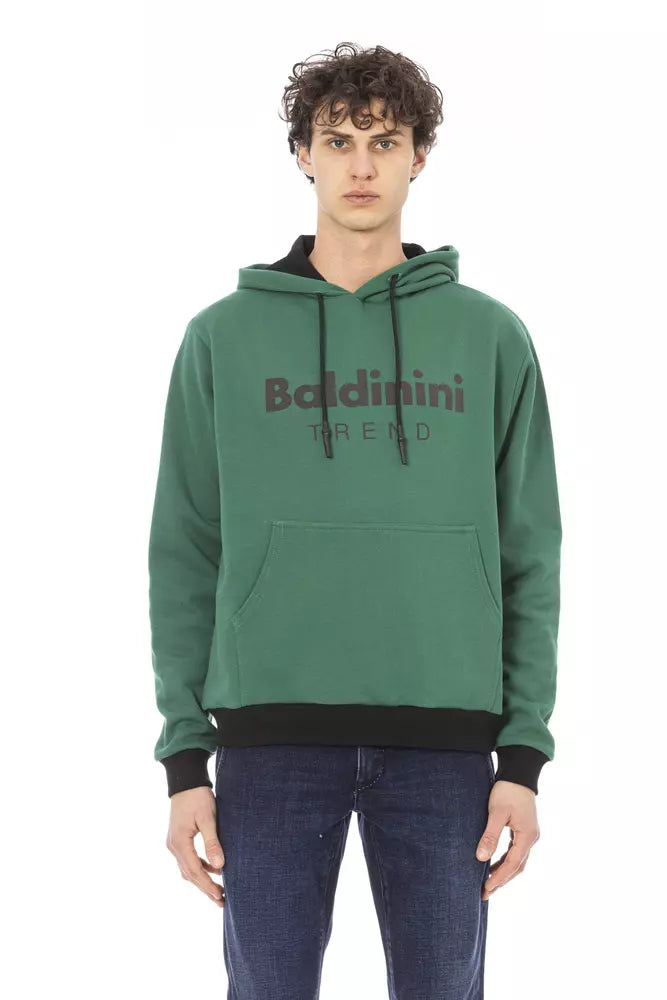 Elegant Green Fleece Hoodie with Front Logo