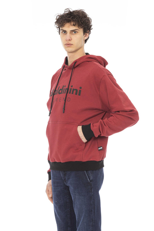 Chic Red Fleece Hoodie with Front Logo