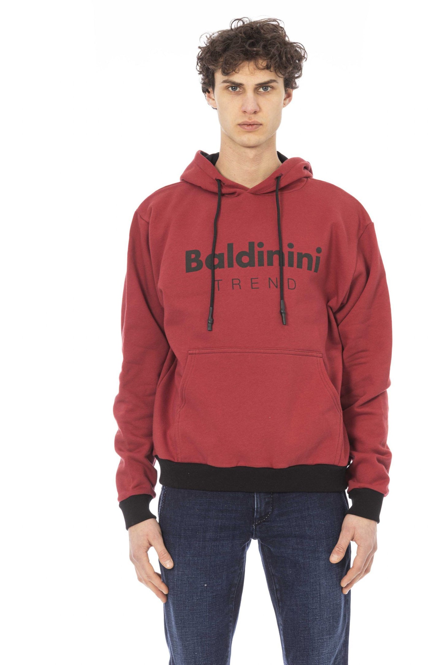 Chic Red Fleece Hoodie with Front Logo