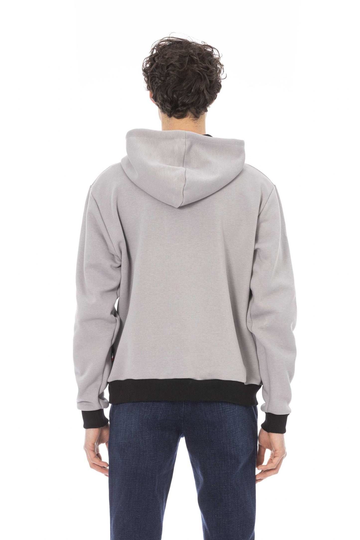 Chic Gray Fleece Hoodie with Maxi Pocket