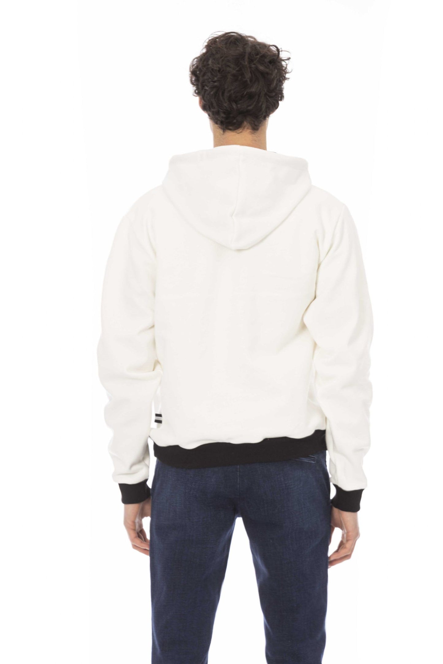 Elegant White Cotton Hoodie with Logo