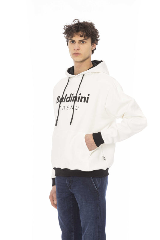 Elegant White Cotton Hoodie with Logo