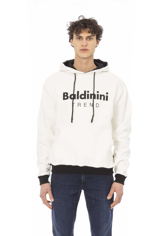 Elegant White Cotton Hoodie with Logo