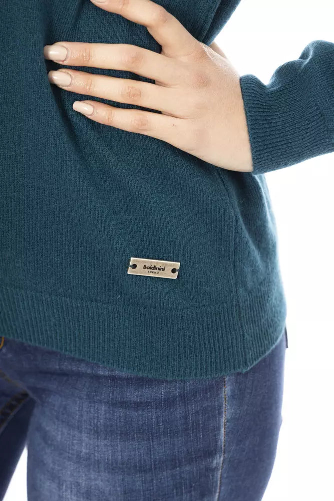 Elegant Crewneck Wool-Cashmere Sweater in Green