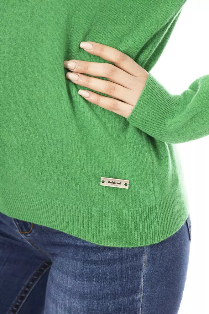 Elegant Green Wool-Cashmere Crewneck Sweater