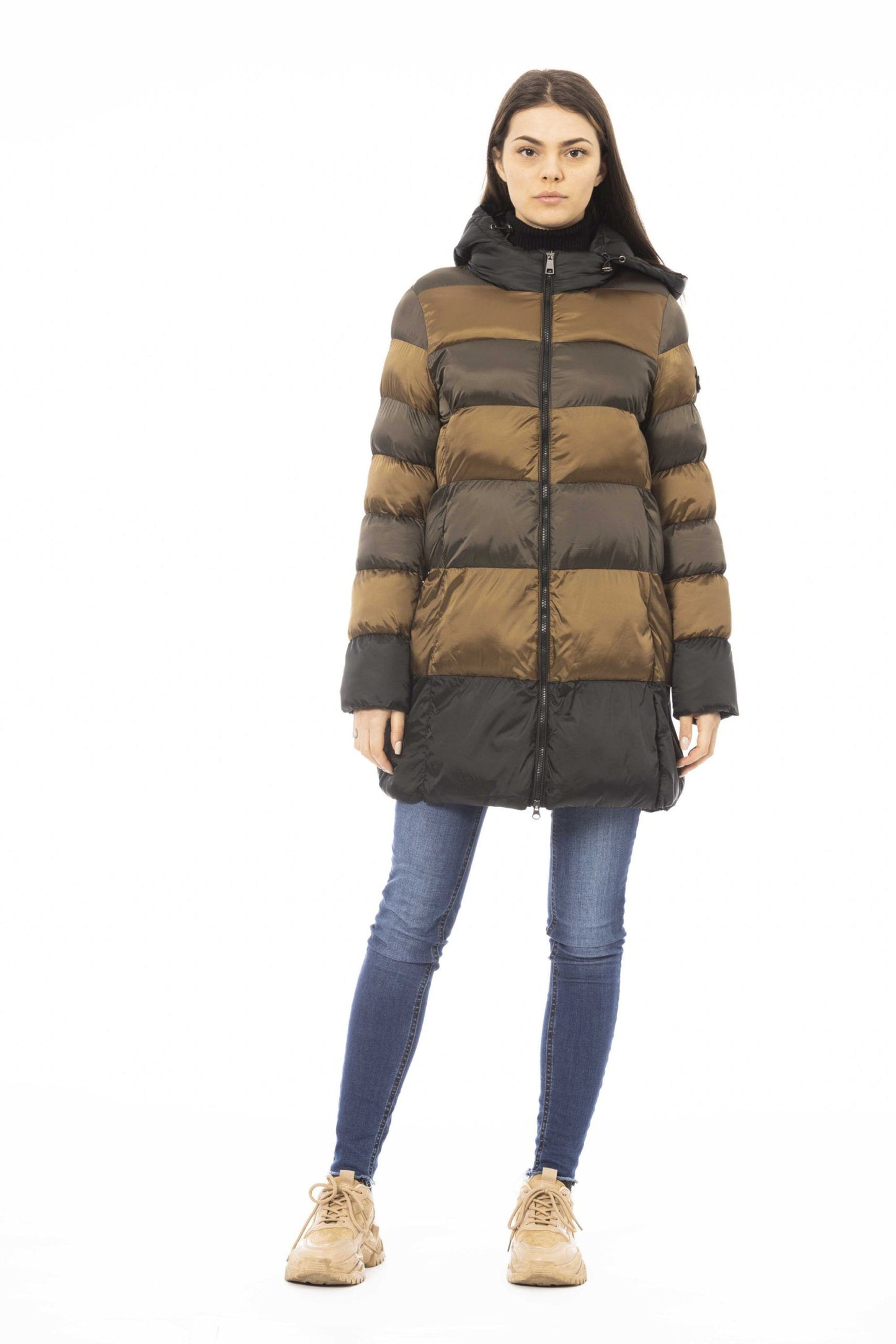 Elegant Multicolor Hooded Down Jacket