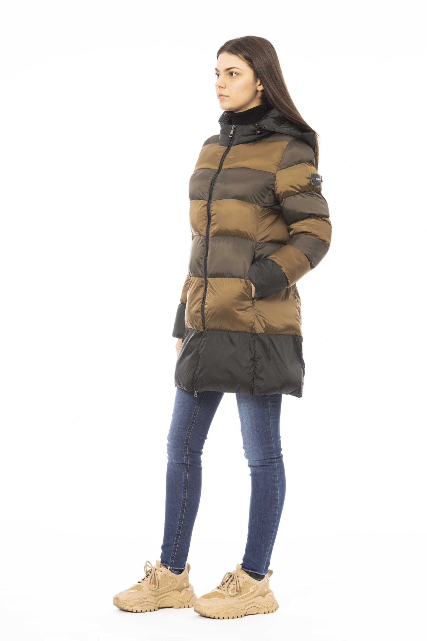 Elegant Multicolor Hooded Down Jacket