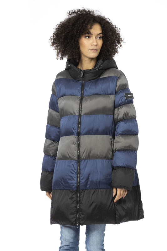 Chic Multicolor Long Down Jacket with Hood