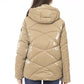 Beige Short Down Jacket with Metal Monogram