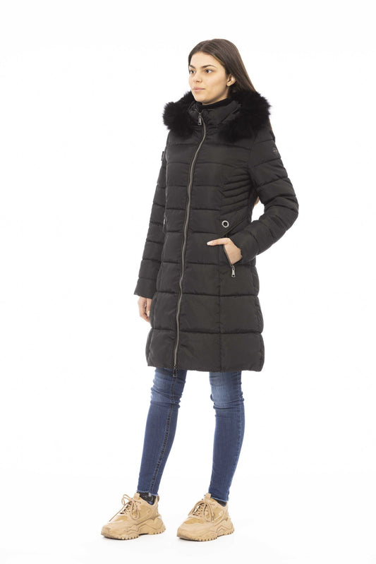 Elegant Hooded Down Jacket with Faux Fur