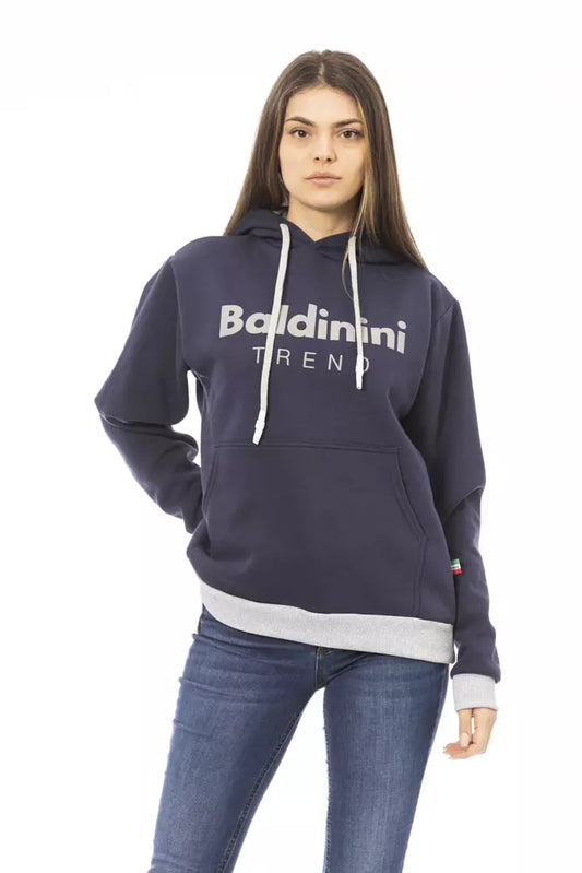 Chic Blue Cotton Hoodie with Front Logo