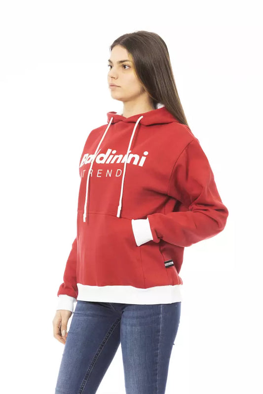 Chic Red Cotton Hoodie with Front Logo