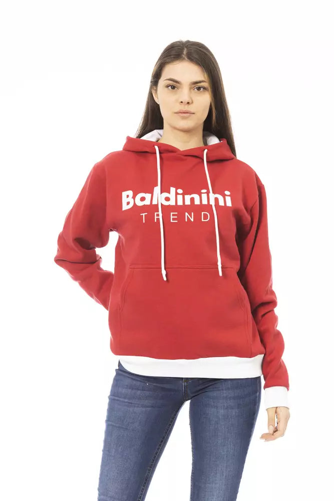 Chic Red Cotton Hoodie with Front Logo