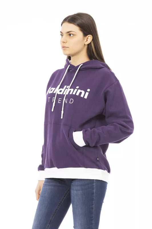 Purple Cotton Fleece Hoodie with Logo