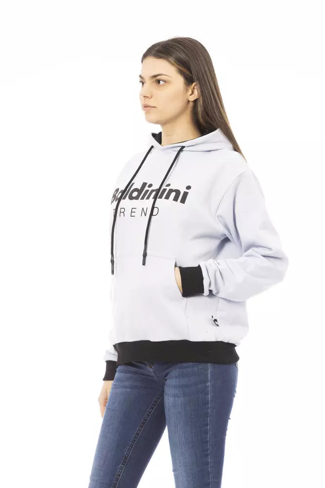 Chic White Cotton Fleece Hoodie with Front Logo